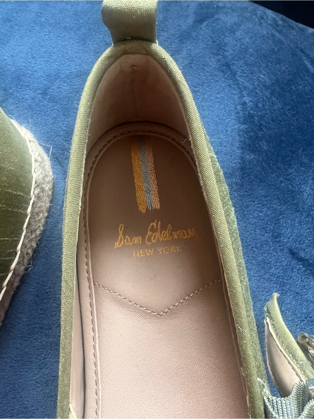 Sam Edelman Olive Green Mary Jane Espadrilles with Jeweled Buckle - Picture 2 of 6